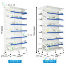 钢制喷塑双列西药架 吴忠西药柜双面西药架 医院库房药架货架